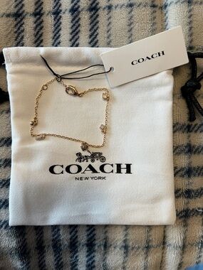 New! Coach Delicate Gold-Tone Charm Chain Bracelet